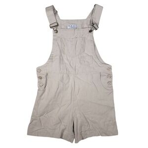 Vintage Bibs 100% Linen Overalls Shortalls Real Comfort Khaki Tan Women's Size M